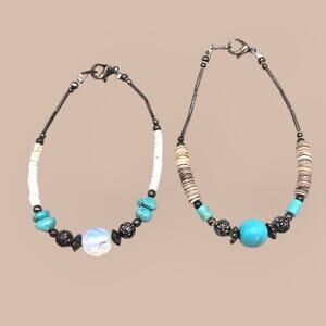 Turquoise & Moonstone Boho Beaded Bracelet Set